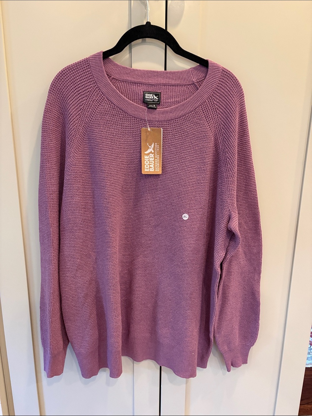 NWT Eddie Bauer Tellus Crewneck Pullover Sweatshirt Dusty Purple Waffle Sz XL